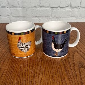 Warren Kimble Country Quartet Rooster Coffee Mugs Set 2